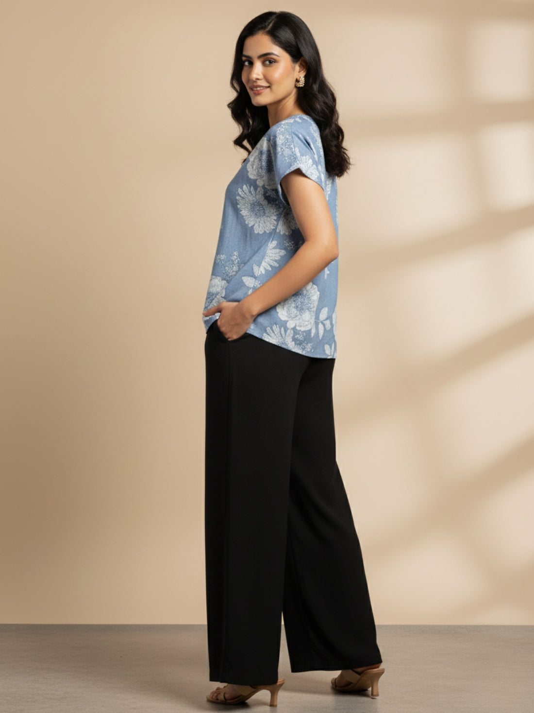 Pack Of 2 Womens Grey And Pink White Airy Linen Cotton Printed Tops