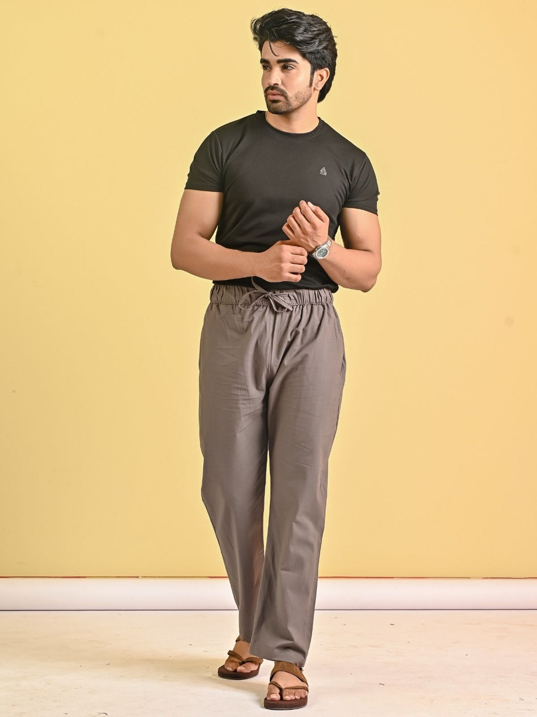 Grey And Melange Grey Loose Fit Cotton Pajama Combo