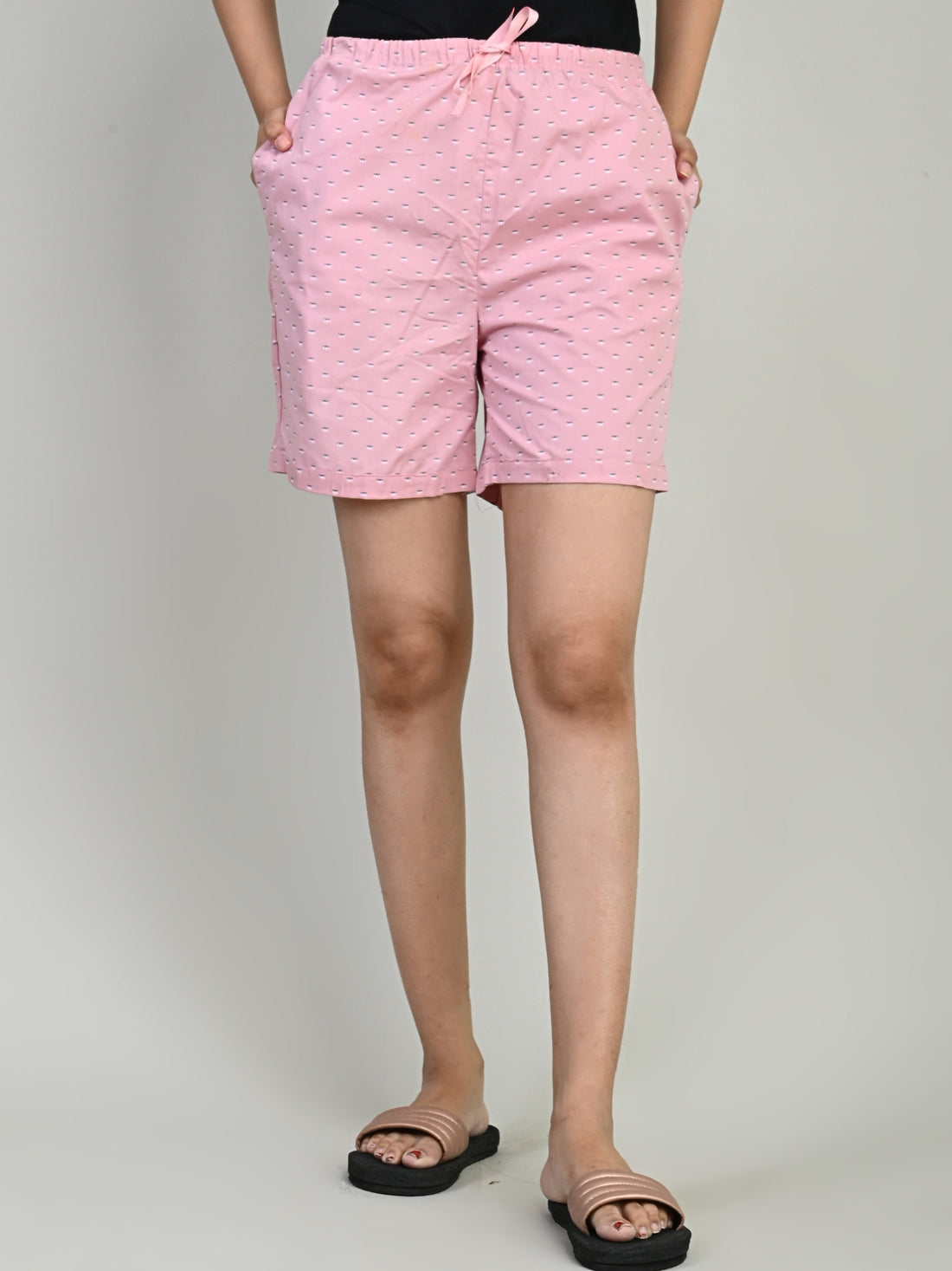 Pack Of 3 Light Pink,White And Yellow Printed Women Shorts Combo