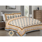 Jaipur Sanganer Print King Size Double Bedsheet,Yellow,1001-1