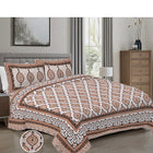 Jaipur Sanganer Print King Size Double Bedsheet,Brown,1001-4