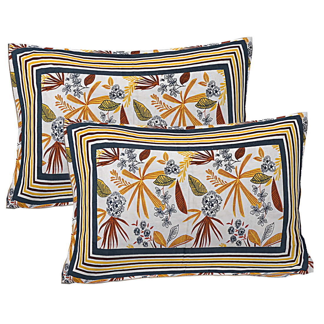 Jaipur Sanganer Print King Size Double Bedsheet,Yellow,1002-1