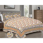 Jaipur Sanganer Print King Size Double Bedsheet,Yellow,1002-1