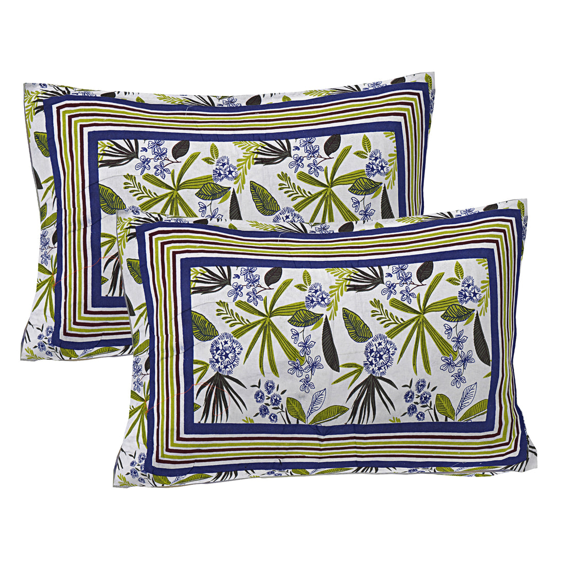 Pure Cotton Jaipur Sanganer Print 100*108 Inch King Size Double Bedsheet ,With 2 Pillow Covers,Green-1002-2