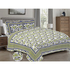 Jaipur Sanganer Print King Size Double Bedsheet,Green,1002-2