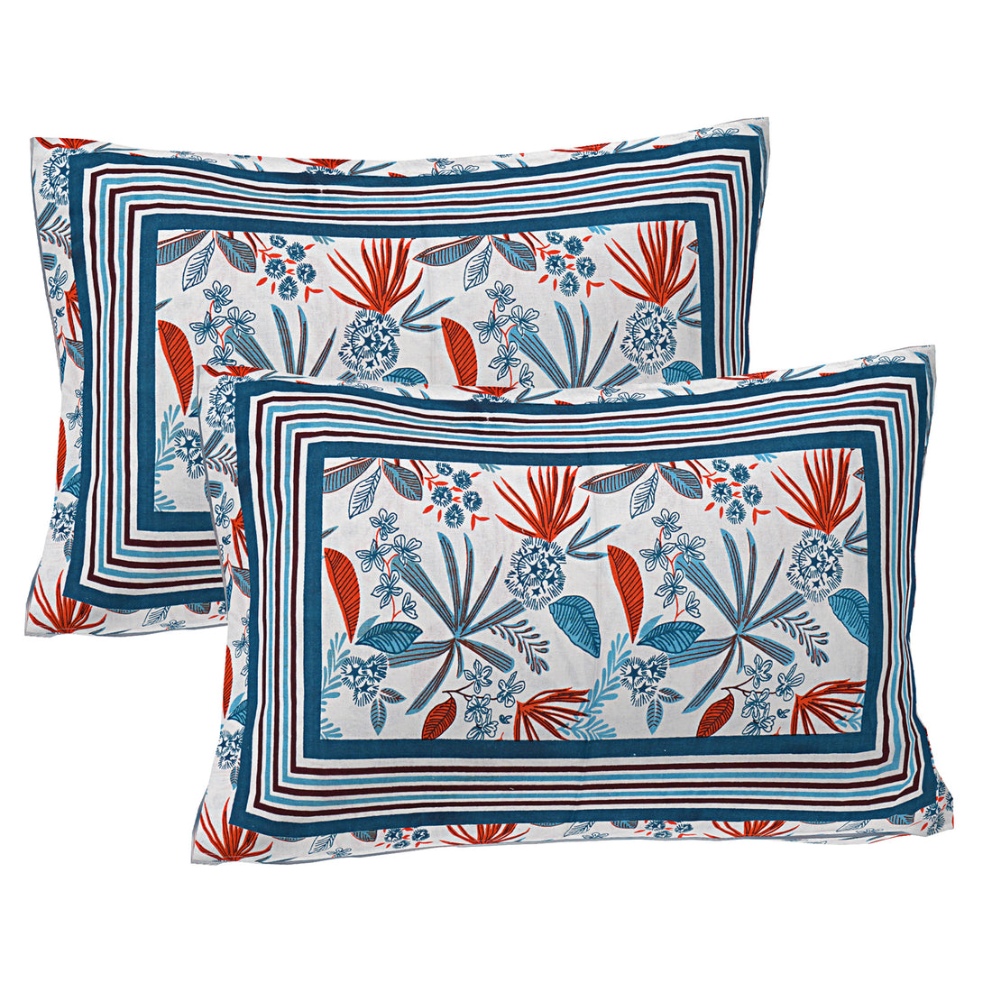 Jaipur Sanganer Print King Size Double Bedsheet,Blue,1002-3