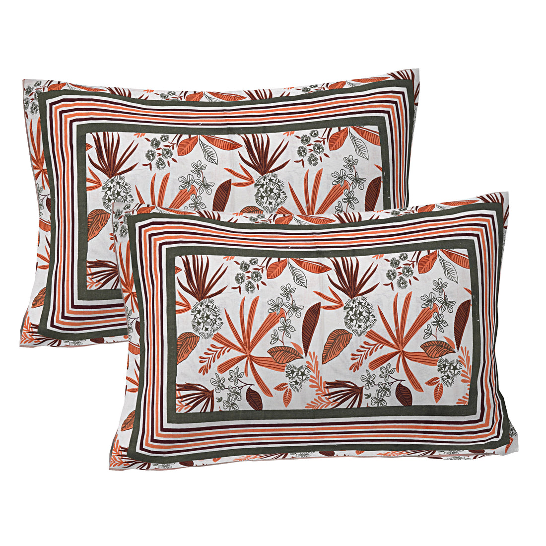 Pure Cotton Jaipur Sanganer Print 100*108 Inch King Size Double Bedsheet ,With 2 Pillow Covers,Red-1002-4