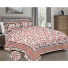 Jaipur Sanganer Print King Size Double Bedsheet,Red,1002-4