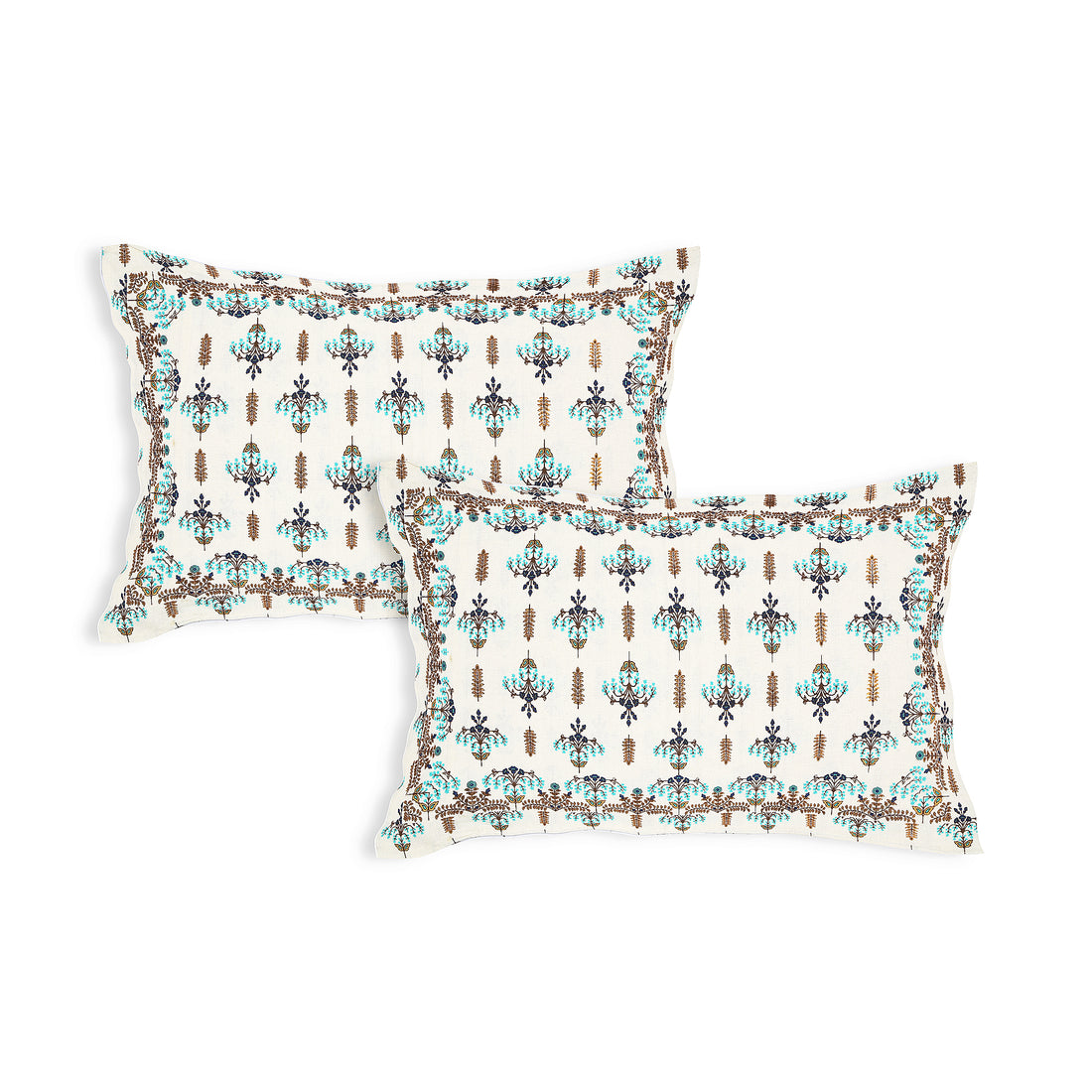 Pure Cotton Jaipur Sanganer Print 100*108 Inch King Size Double Bedsheet ,With 2 Pillow Covers,Lighe Blue-1003-4