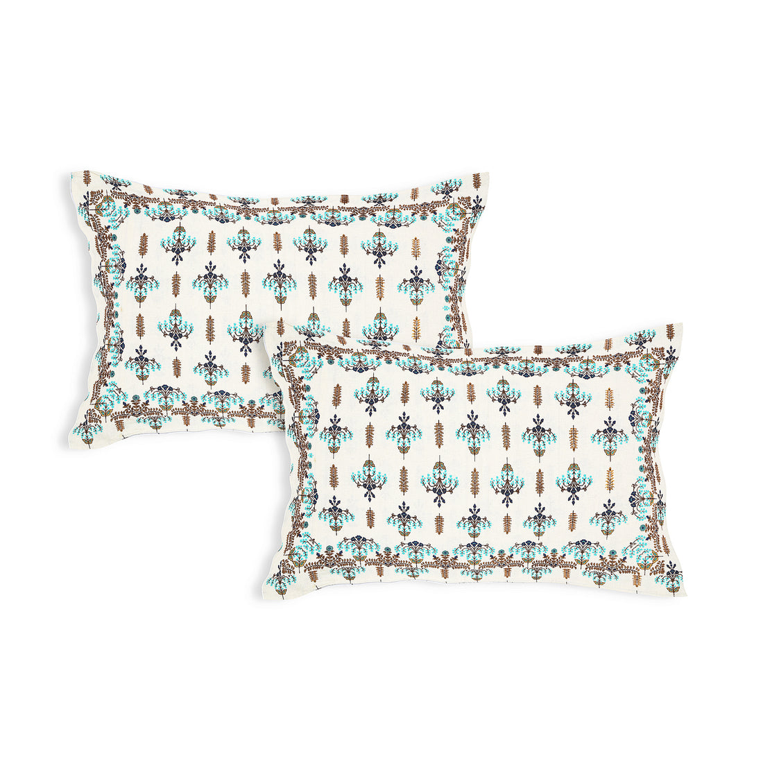 Jaipur Sanganer Print King Size Double Bedsheet,Light Blue,1003-4
