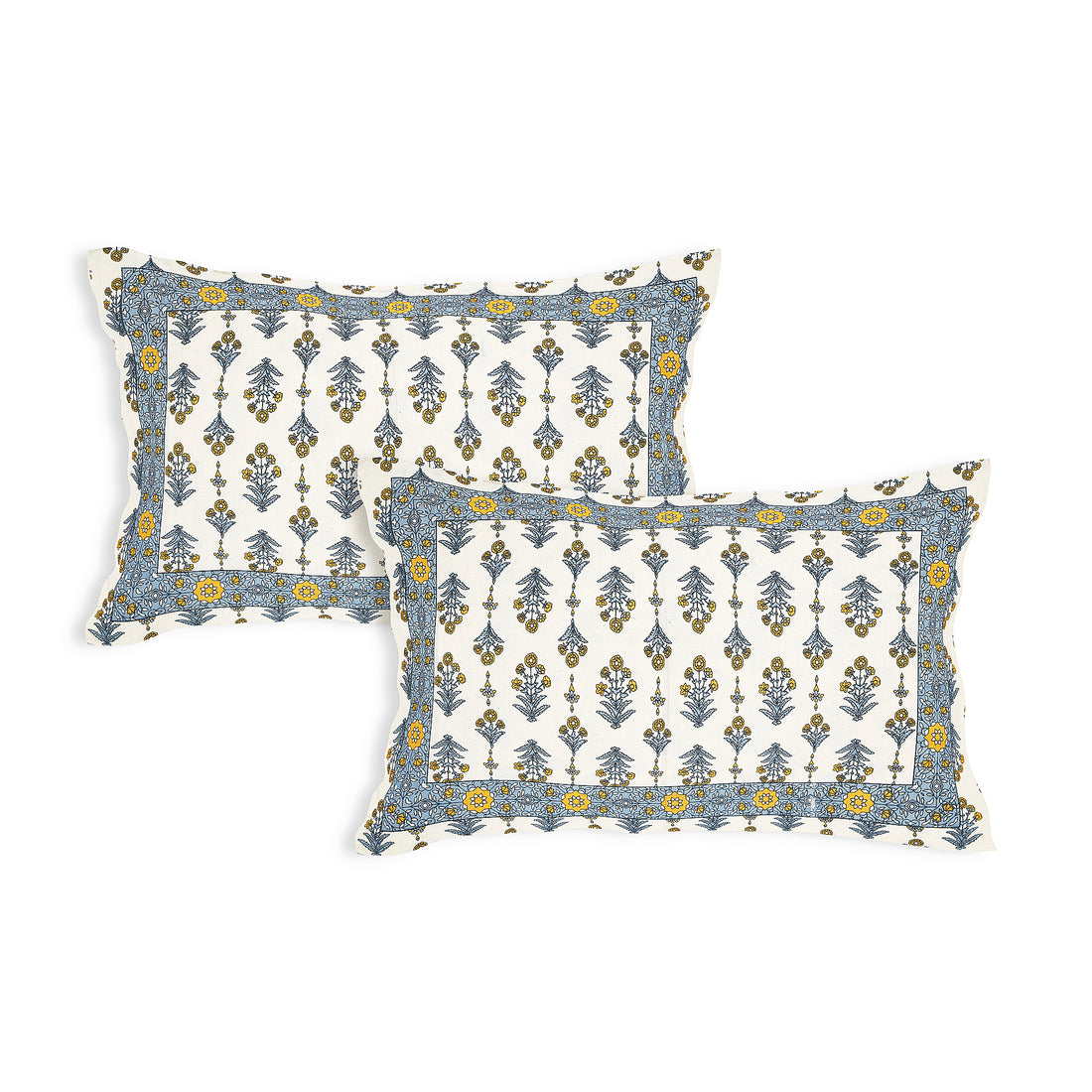 Pure Cotton Jaipur Sanganer Print 100*108 Inch King Size Double Bedsheet ,With 2 Pillow Covers,Blue-1004-1