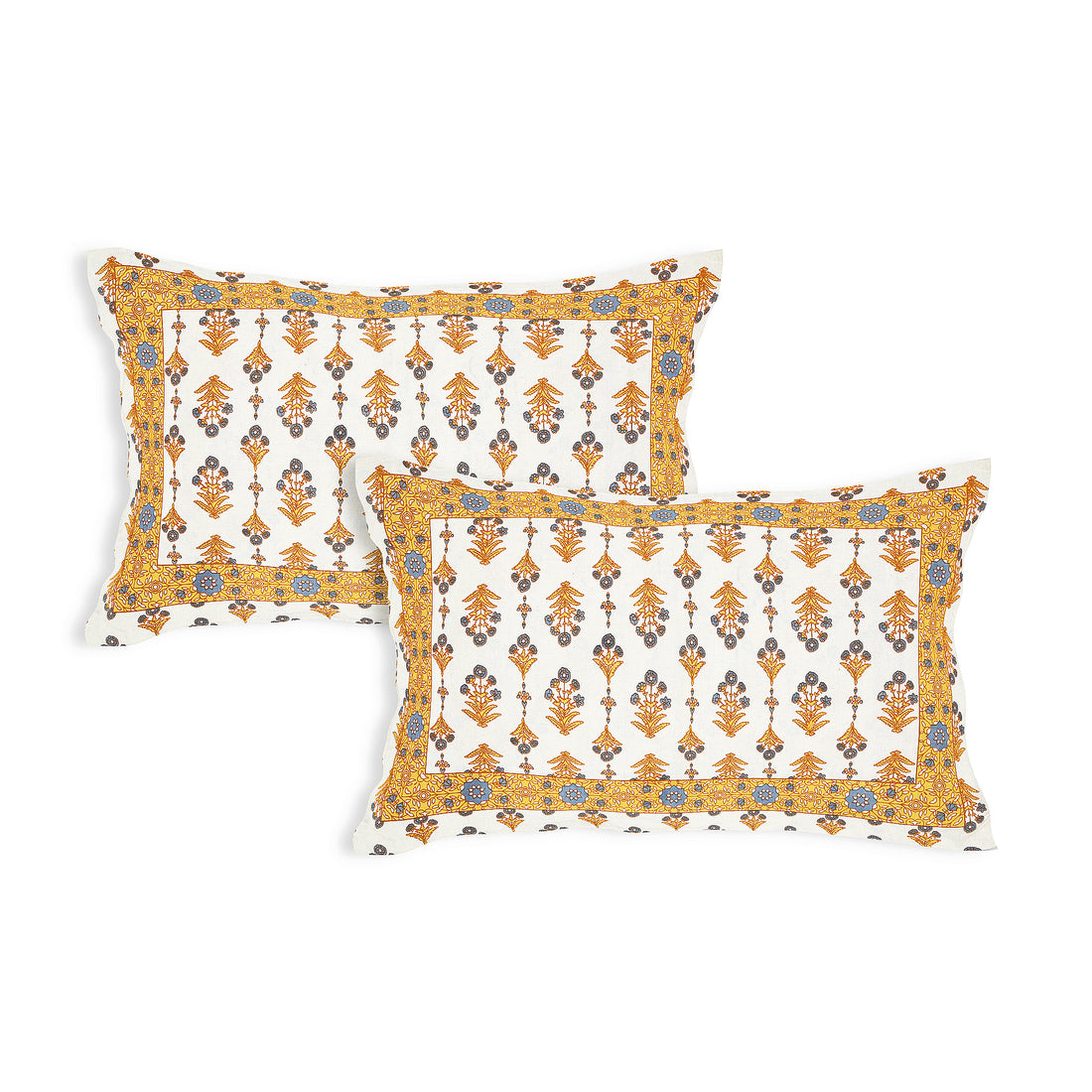 Pure Cotton Jaipur Sanganer Print 100*108 Inch King Size Double Bedsheet ,With 2 Pillow Covers,Yellow-1004-2