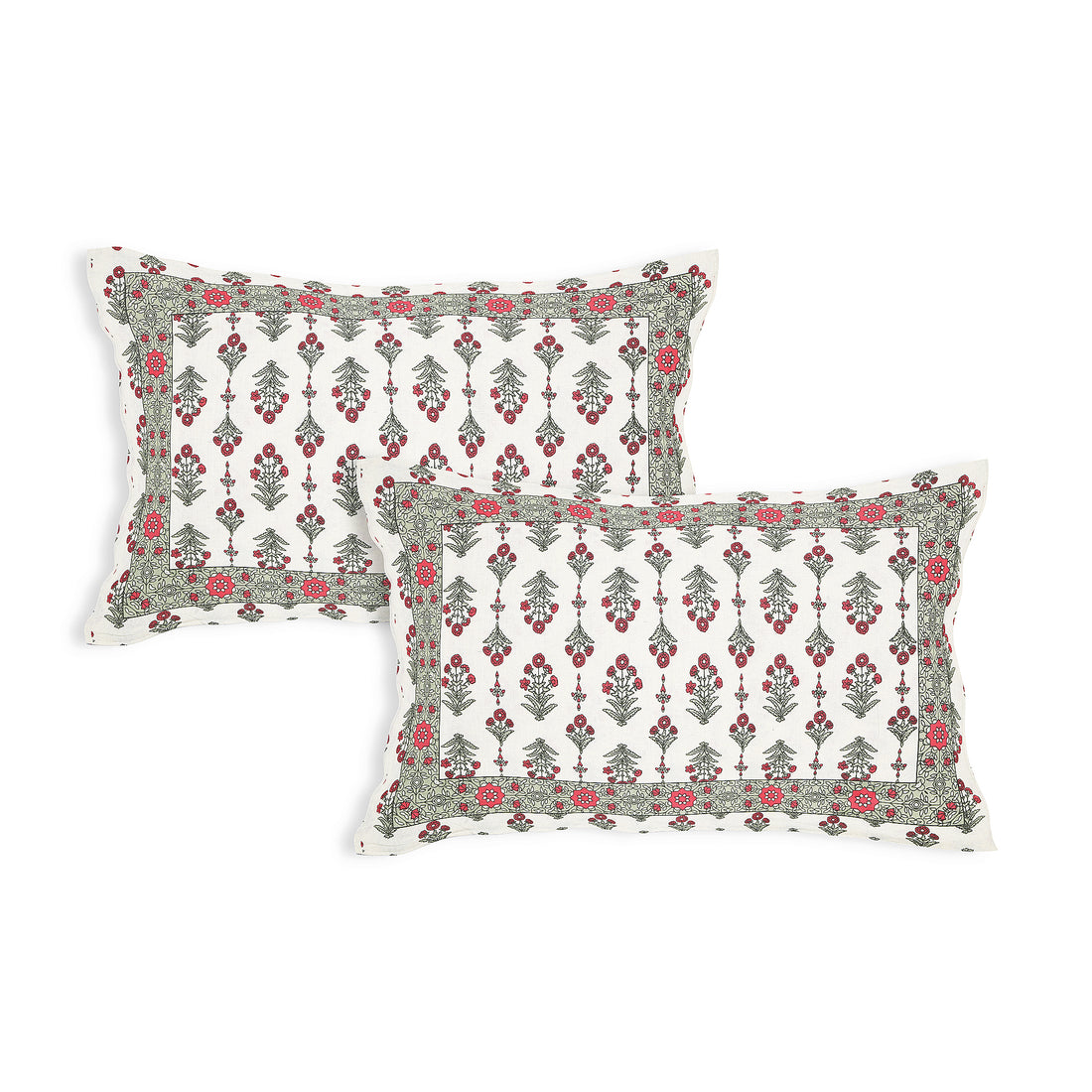 Pure Cotton Jaipur Sanganer Print 100*108 Inch King Size Double Bedsheet ,With 2 Pillow Covers,Red-1004-4