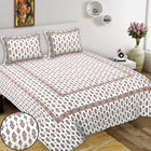 Jaipur Sanganer Print King Size Double Bedsheet,Red,1004-4