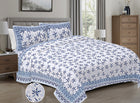 Jaipur Sanganer Print King Size Double Bedsheet,Blue,1006-2