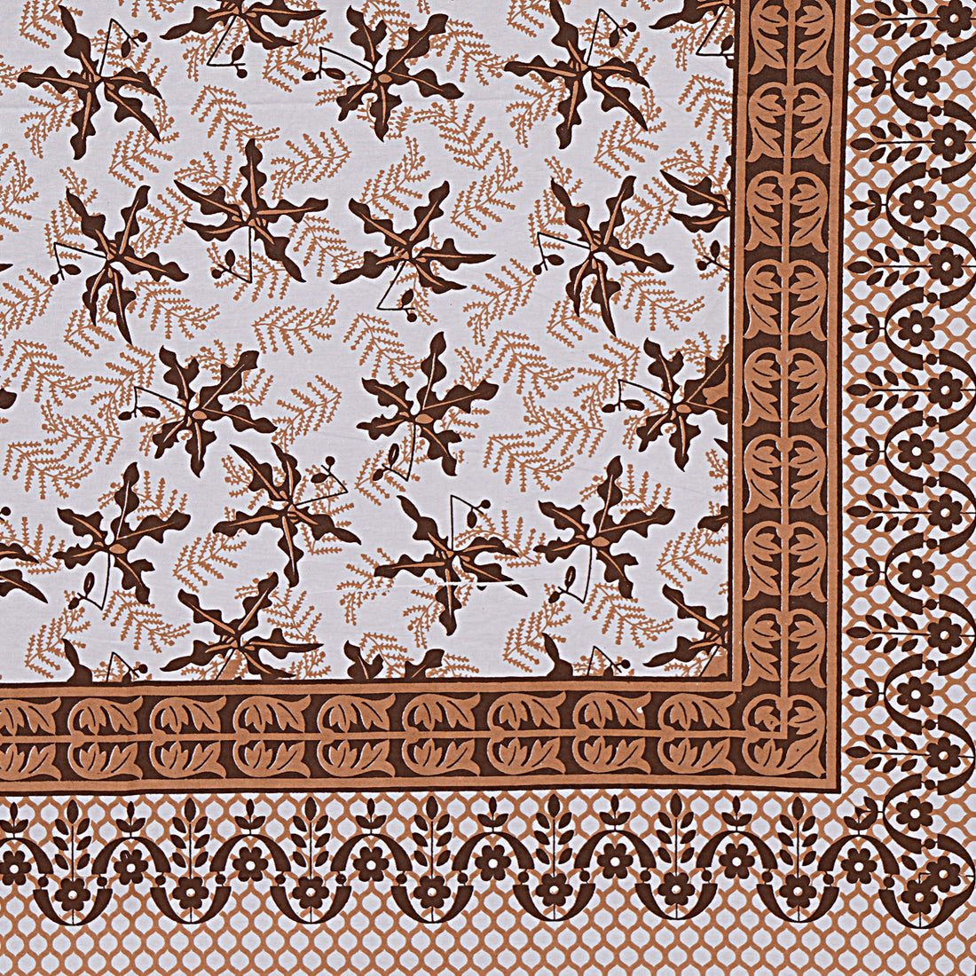 Pure Cotton Jaipur Sanganer Print 100*108 Inch King Size Double Bedsheet ,With 2 Pillow Covers,Yellow-1006-4
