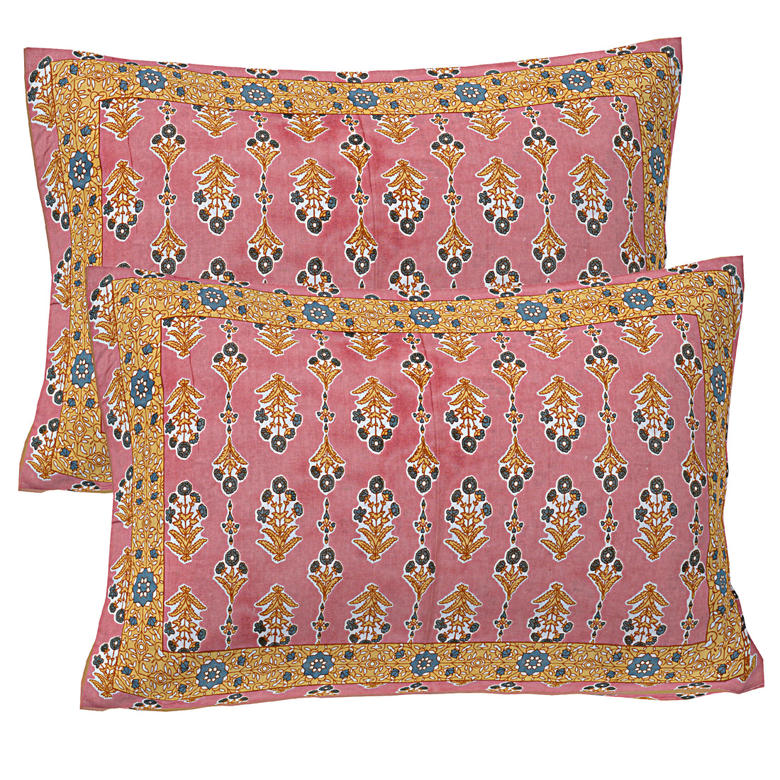 Jaipur Sanganer Print King Size Double Bedsheet,Pink,1008-3