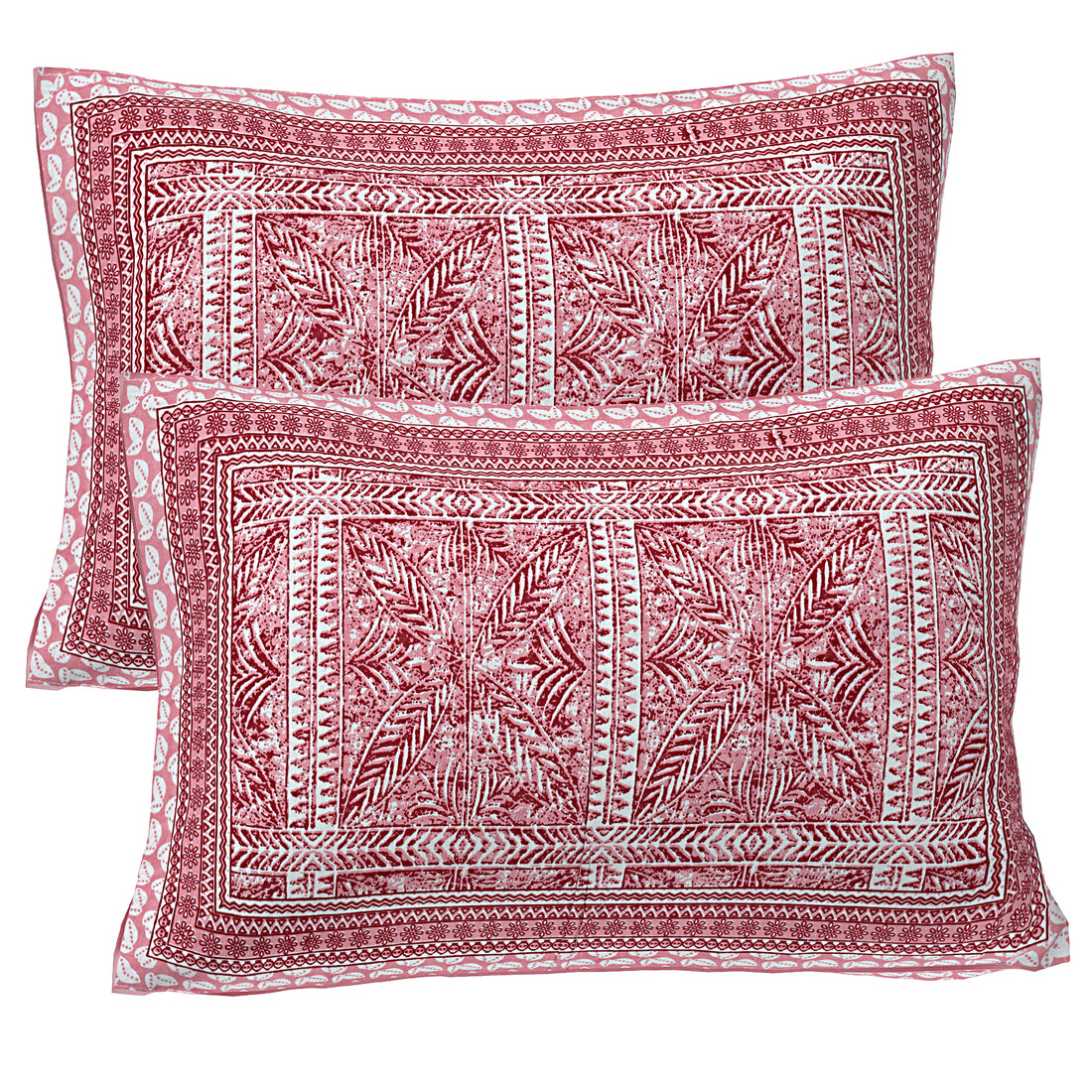 Jaipur Sanganer Print King Size Double Bedsheet,Pink,1009-4