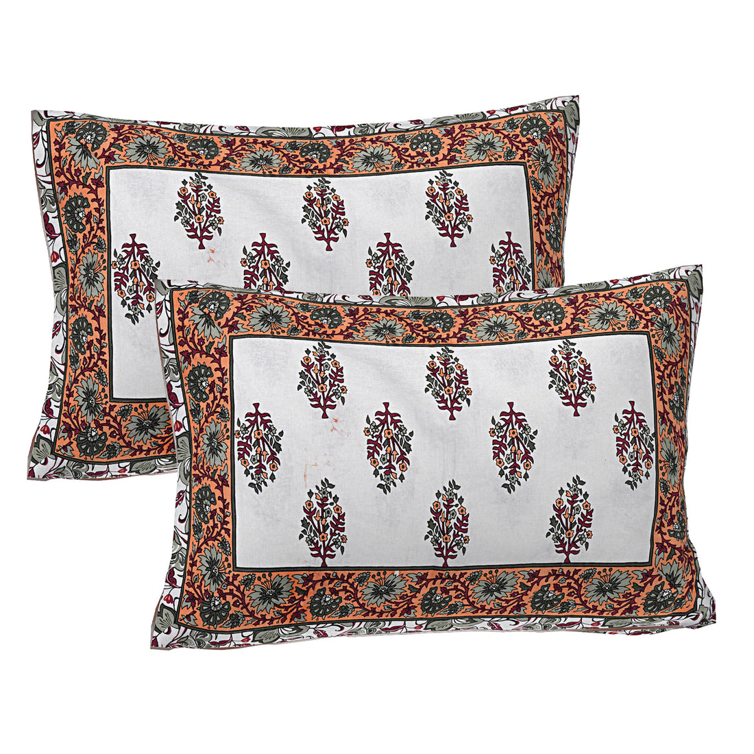 Jaipur Sanganer Print King Size Double Bedsheet,Red,1010-3
