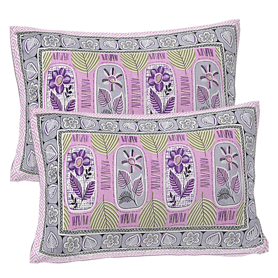 Jaipur Sanganer Print King Size Double Bedsheet,Purple,1013-2