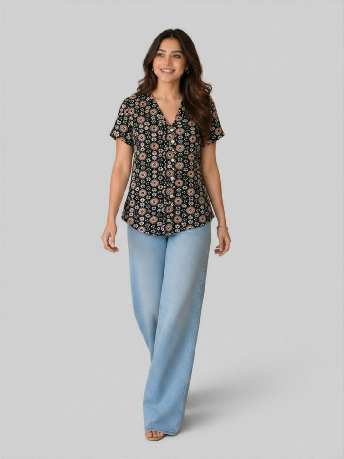 Jaipuri Black Printed Cotton Top-02