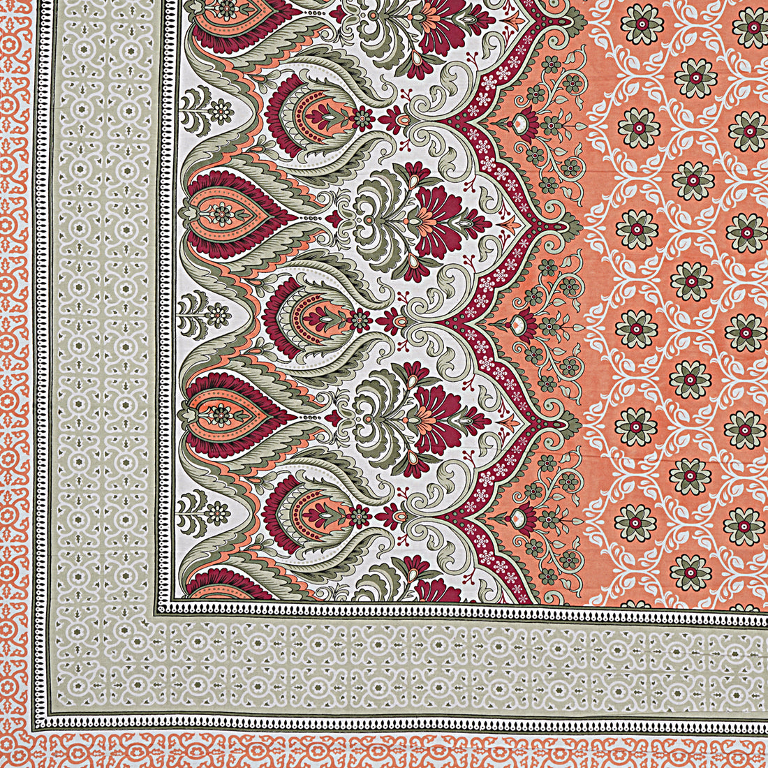 Jaipur Sanganer Print King Size Double Bedsheet,Grey,1011-1