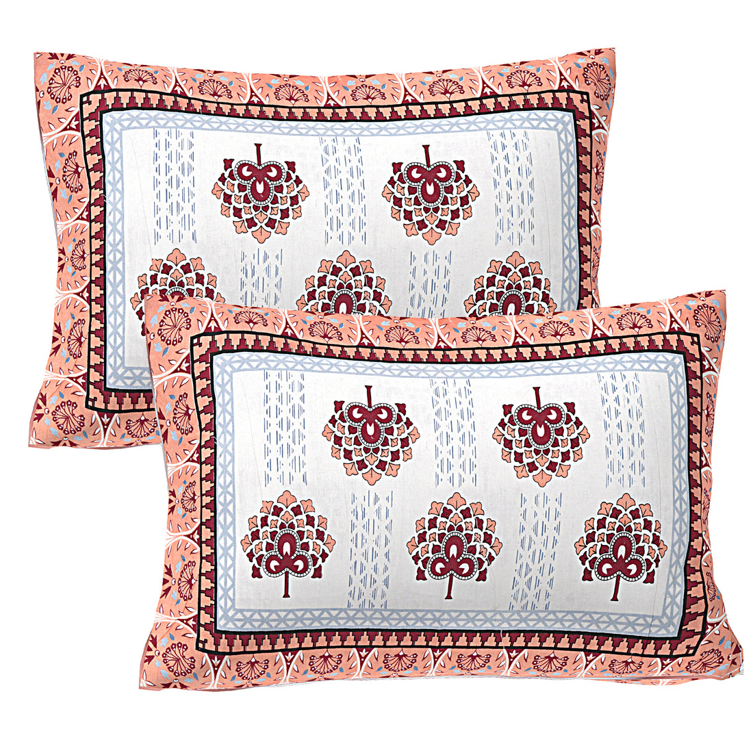 Jaipur Sanganer Print King Size Double Bedsheet,Red,1012-3