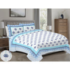Jaipur Sanganer Print King Size Double Bedsheet,Blue,1012-4