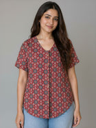 Jaipuri Maroon Printed Cotton Top-05