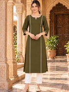 Mustard South Cotton straight Kurti with Lace
