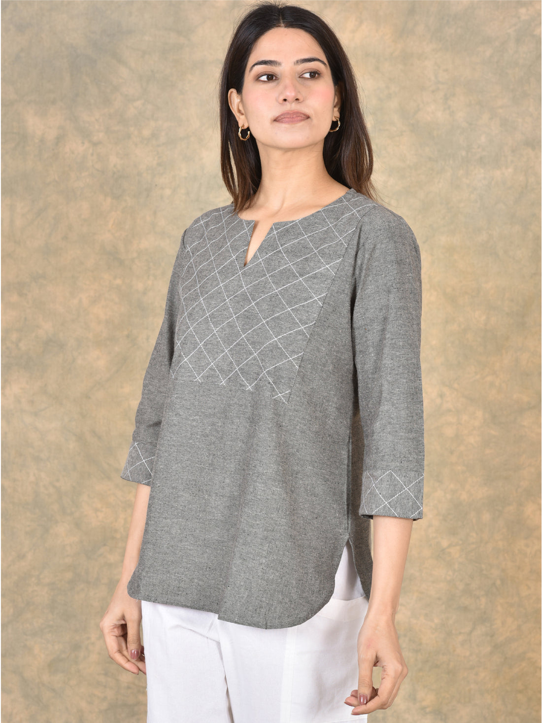 Handloom Cotton Yoke Top Combo Pack of 2 –  Biscuit & Melange