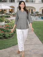 Biscuit Handloom Cotton Yoke Top