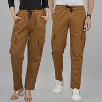 Quaclo Couple Brown 5 Pocket Twill Straight Cargo