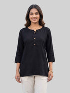Women Black Rayon Short Kurti