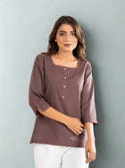 Chocolate Everyday Cotton Square Neck Top