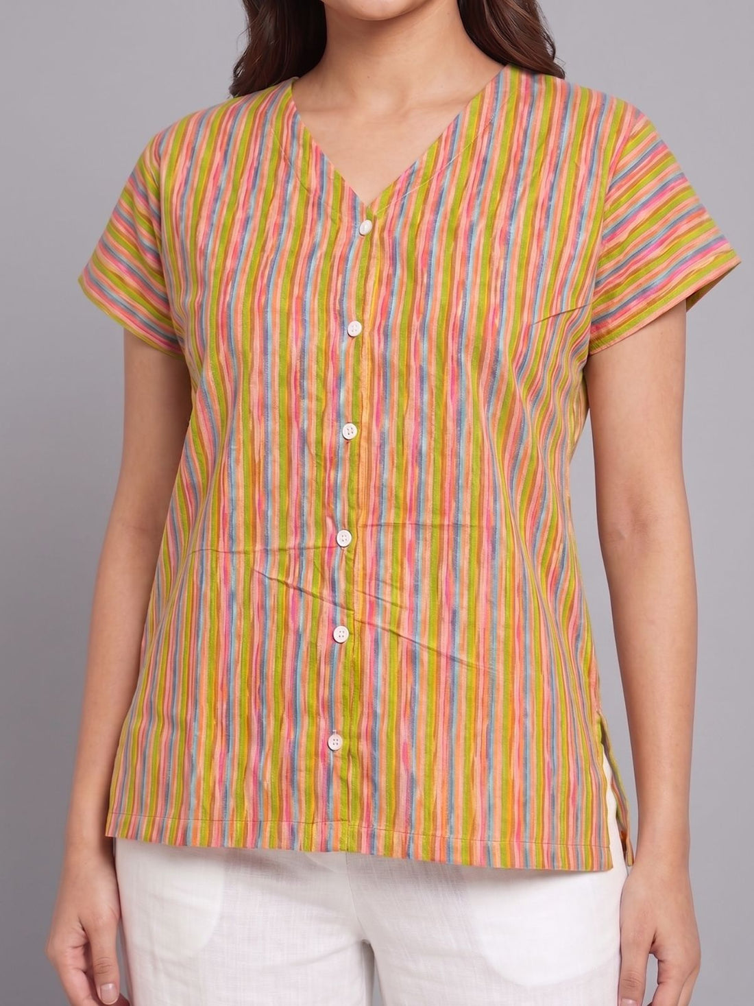 Jaipuri Printed Vneck Shirts CM-024