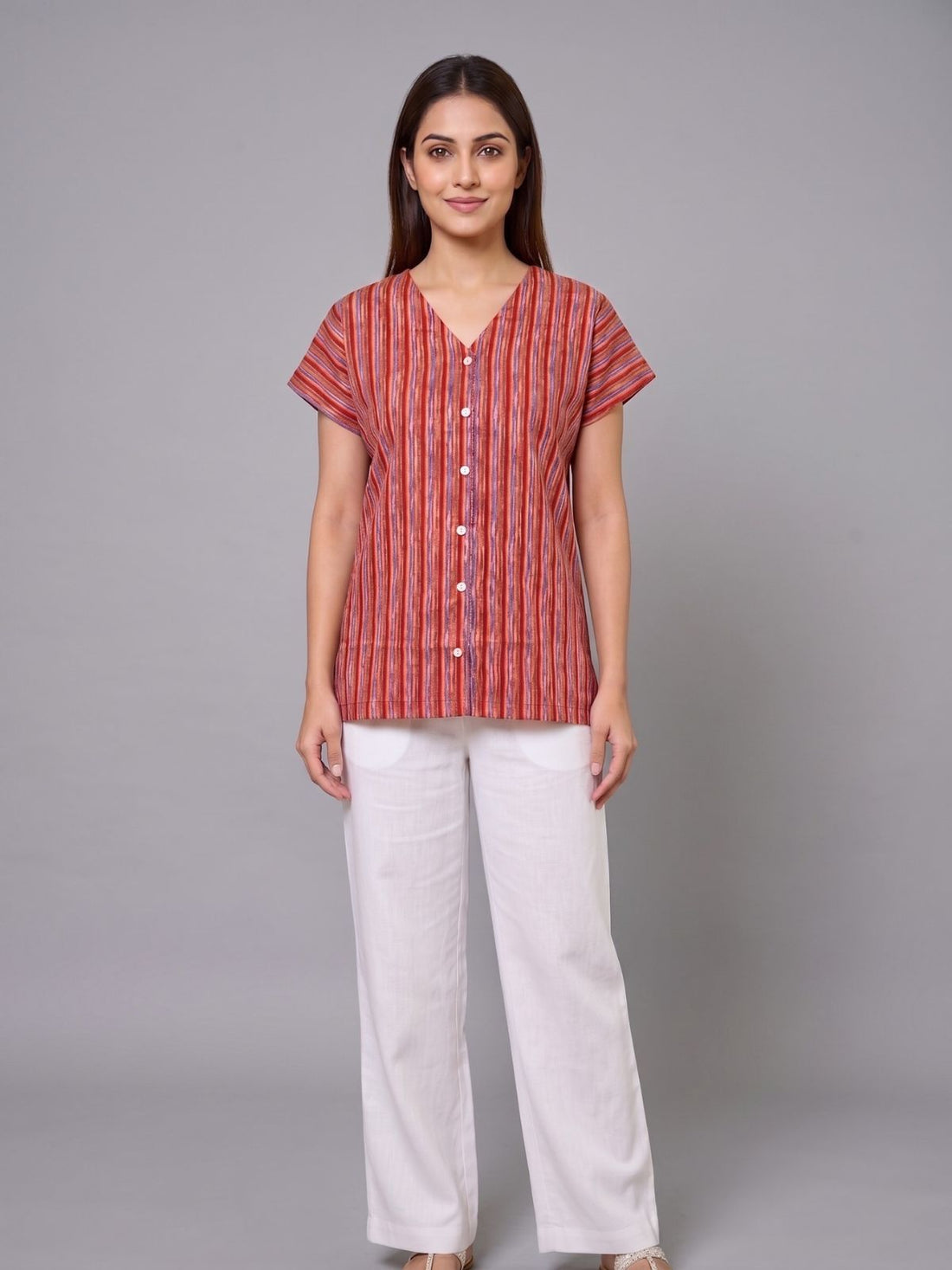 Jaipuri Printed Vneck Shirts CM-027