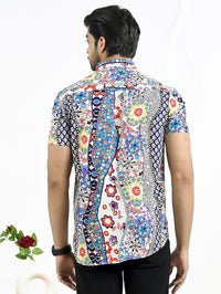 Mens Multicolor Floral Printed Half Sleeve Crepe Shirt