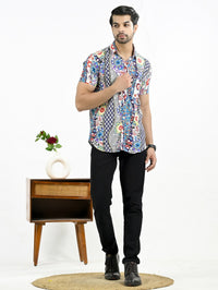 Mens Multicolor Floral Printed Half Sleeve Crepe Shirt