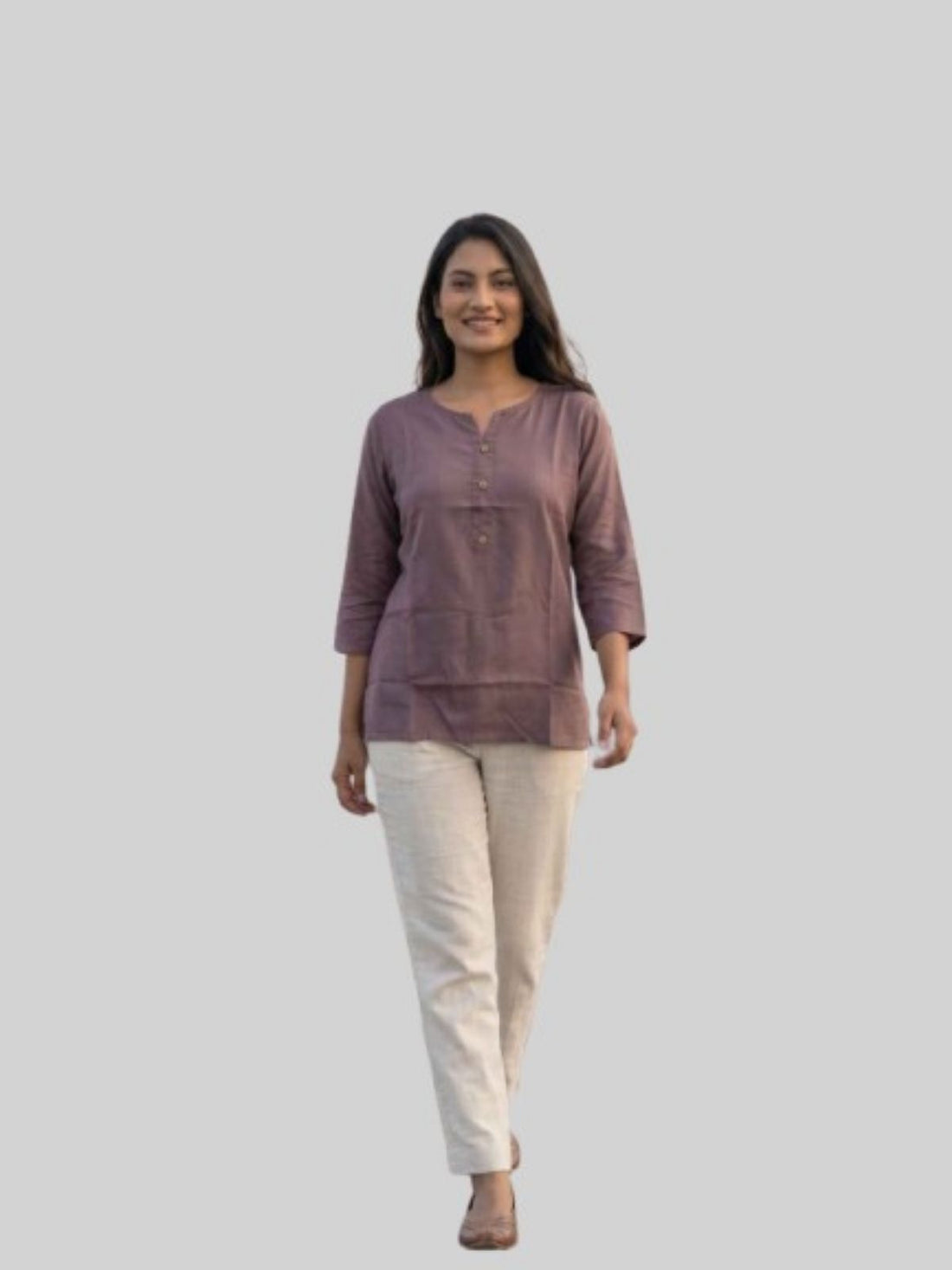 Women Coffee & TealBlue Rayon Short Kurti