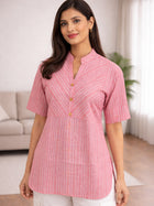 Women's Red Stripe Yoke Top