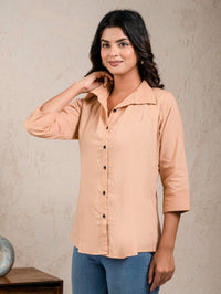 Womens Solid Lavender Cambric Cotton Shirt