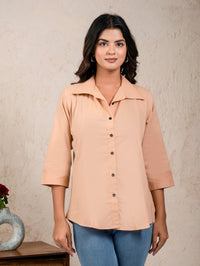 Womens Solid Lavender Cambric Cotton Shirt