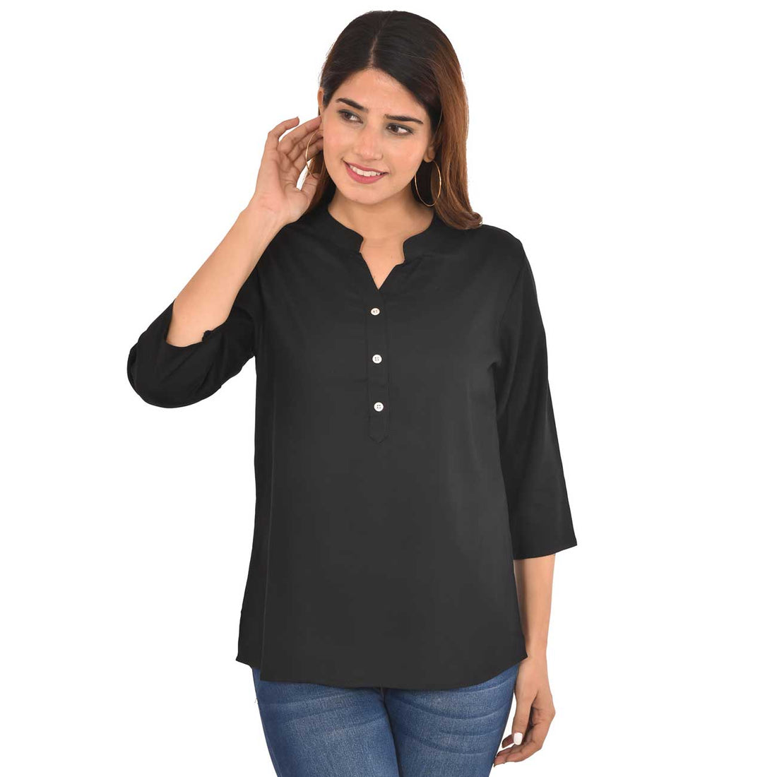 Pack Of 2 Women Black & Wine Rayon Tops Combo