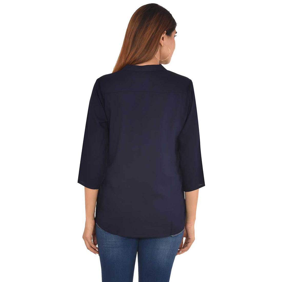 Pack Of 2 Women Navy Blue & Mustard Rayon Tops Combo