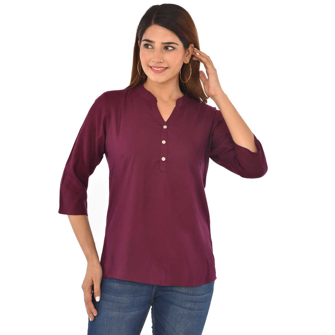 Pack Of 2 Women Wine & Mustard Rayon Tops Combo