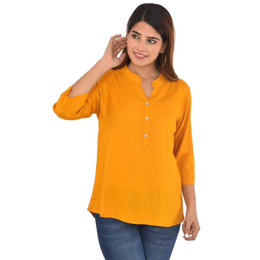 Pack Of 2 Women Mustard & White Rayon Tops Combo