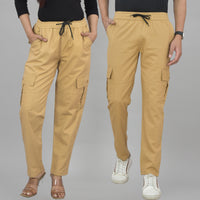 Quaclo Couple Khaki 5 Pocket Twill Straight Cargo