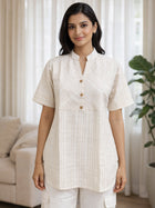 Women's Brown Stripe Yoke Top