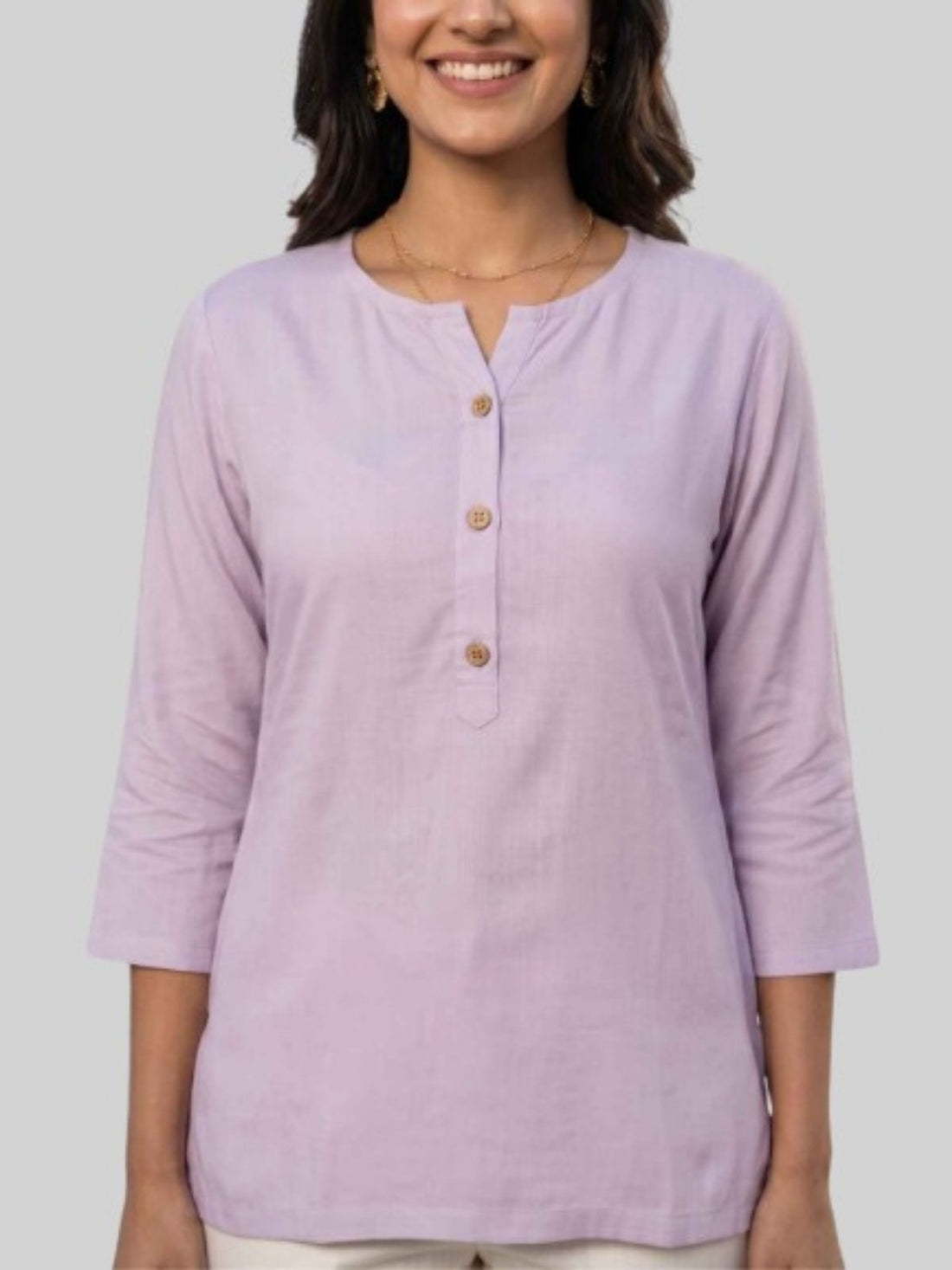 Women Light Purple Rayon Short Kurti
